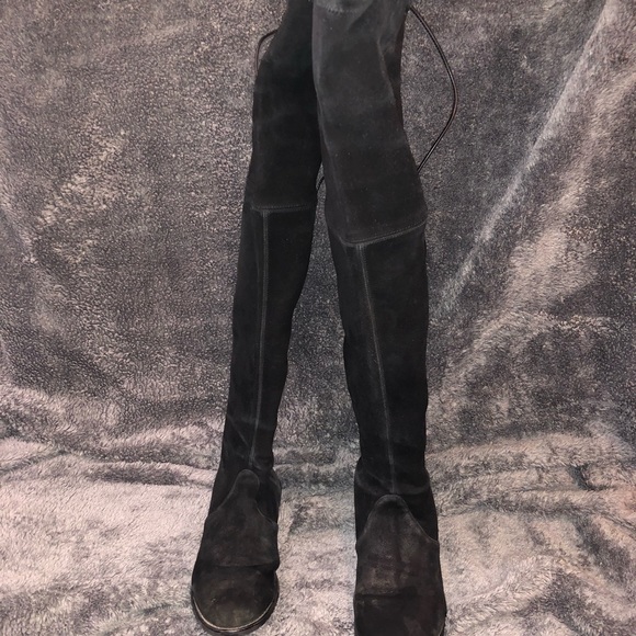 Stuart Weitzman lowland over the knee boots black Stretch suede Leather insole - Picture 2 of 7